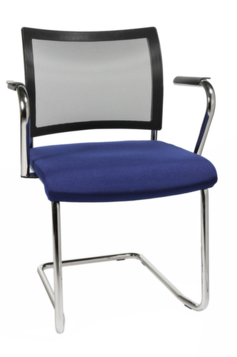 Topstar Bezoekersstoel met sledeframe Visit 20 met mesh rugleuning, zitting stof (100% polypropyleen), blauw