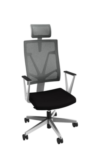 Nowy Styl Bureaustoel 4ME met hoofdsteun + handmatige tegendrukinstelling, rugleuning met netbekleding, zwart