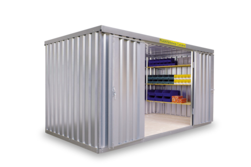 Säbu Gegalvaniseerde materiaalcontainer FLADAFI® met openslaande deur