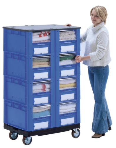 BITO Euronorm zichtbare opslagcontainer met toegangsopening, blauw, HxLxB 270x400x300 mm