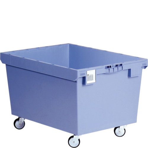 BITO Mobiele rechthoekige bak met dubbele bodem, inhoud 151 l, blauw