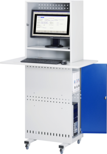 RAU Mobiele PC-kast Slim Line, RAL7035 lichtgrijs/RAL5010 gentiaanblauw