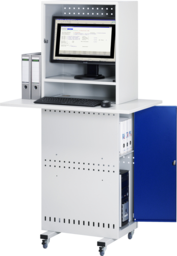 RAU Mobiele PC-kast Slim Line, RAL7035 lichtgrijs/RAL5010 gentiaanblauw