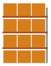 META Palletstelling MULTIPAL voor 12 pallets, 2785 mm breed, 4 opslagniveaus