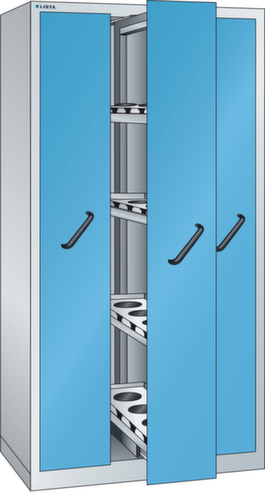LISTA Verticale kast met legborden, 3 uittrekelementen, RAL7035 lichtgrijs/RAL 5012 lichtblauw