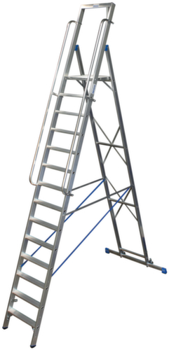 Krause Ladder STABILO® Professional met leuning aan twee zijden, 14 trede(n) met traanplaatprofiel