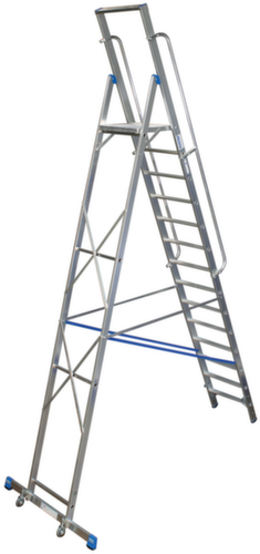 Krause Ladder STABILO® Professional met leuning aan twee zijden, 14 trede(n) met traanplaatprofiel
