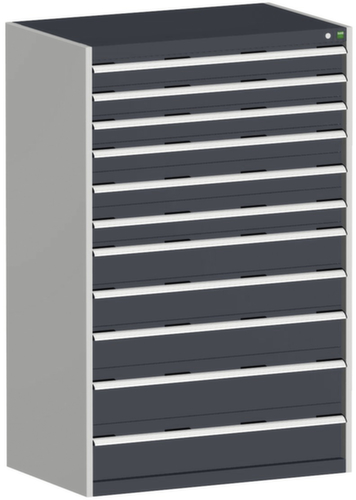 bott Ladekast cubio oppervlak 1050 x 650 mm, 11 lade(n), RAL7035 lichtgrijs/RAL7016 antracietgrijs