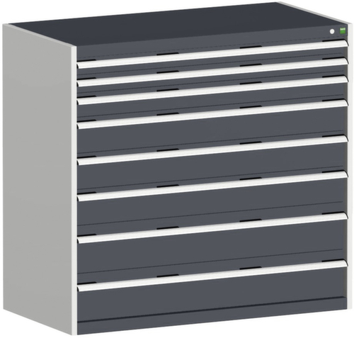 bott Ladekast cubio oppervlak 1300 x 650 mm, 8 lade(n), RAL7035 lichtgrijs/RAL7016 antracietgrijs