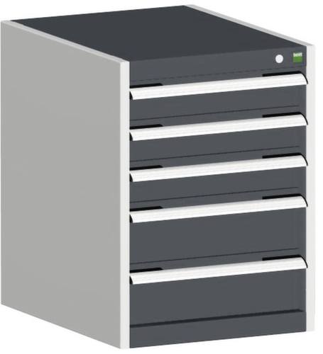 bott Ladekast cubio oppervlak 525 x 525 mm, 5 lade(n), RAL7035 lichtgrijs/RAL7016 antracietgrijs