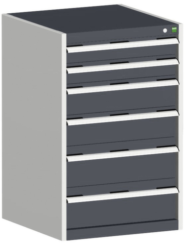 bott Ladekast cubio oppervlak 650 x 525 mm, 6 lade(n), RAL7035 lichtgrijs/RAL7016 antracietgrijs