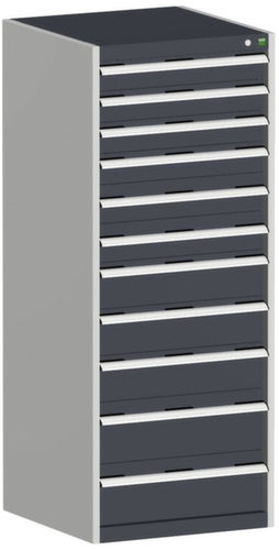 bott Ladekast cubio met oppervlak 650 x 650 mm, 11 lade(n), RAL7035 lichtgrijs/RAL7016 antracietgrijs