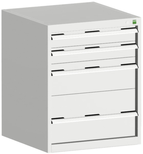 bott Ladekast cubio met oppervlak 650 x 650 mm, 4 lade(n), RAL7035 lichtgrijs/RAL7035 lichtgrijs