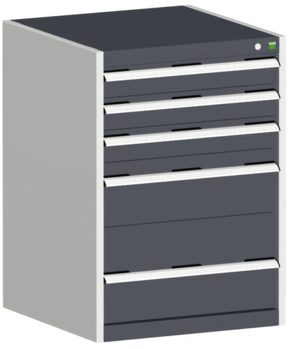 bott Ladekast cubio oppervlak 650 x 525 mm, 5 lade(n), RAL7035 lichtgrijs/RAL7016 antracietgrijs