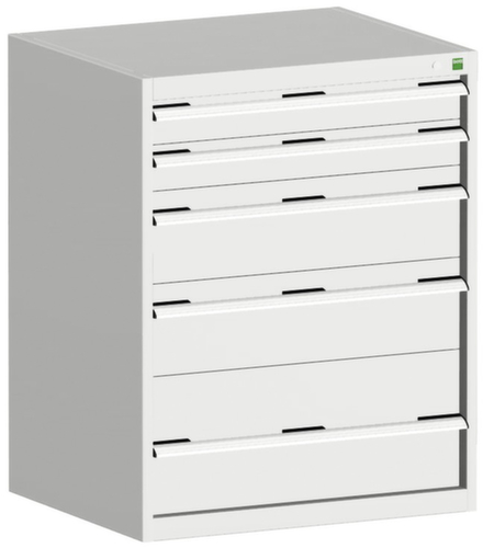 bott Ladekast cubio oppervlak 800 x 525 mm, 5 lade(n), RAL7035 lichtgrijs/RAL7035 lichtgrijs