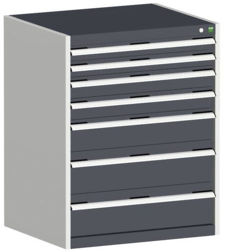 bott Ladekast cubio oppervlak 800 x 650 mm, 7 lade(n), RAL7035 lichtgrijs/RAL7016 antracietgrijs