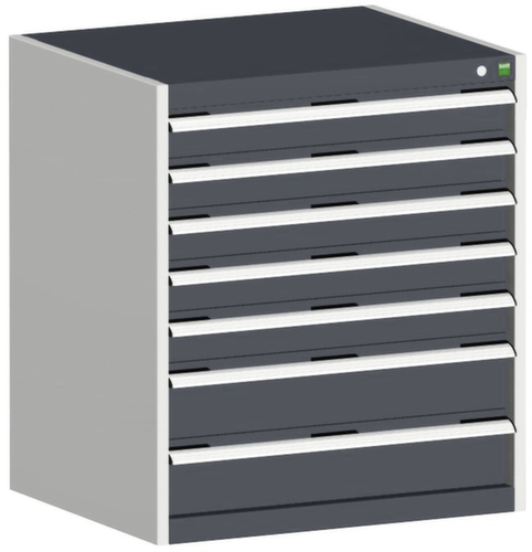 bott Ladekast cubio oppervlak 800 x 650 mm, 7 lade(n), RAL7035 lichtgrijs/RAL7016 antracietgrijs