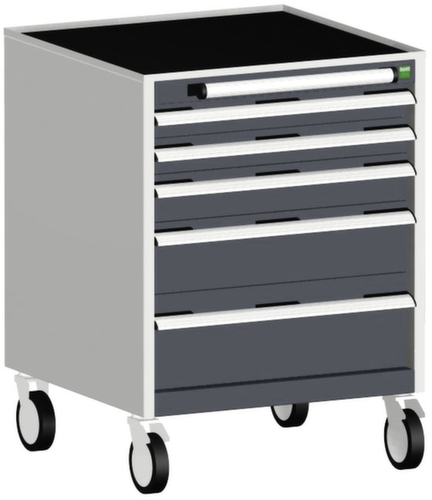 bott Verrijdbare ladekast cubio, 5 lade(n), RAL7035 lichtgrijs/RAL7016 antracietgrijs