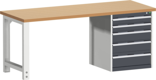 bott Stationaire systeemwerkbank cubio, 5 laden, RAL7035 lichtgrijs/RAL7016 antracietgrijs