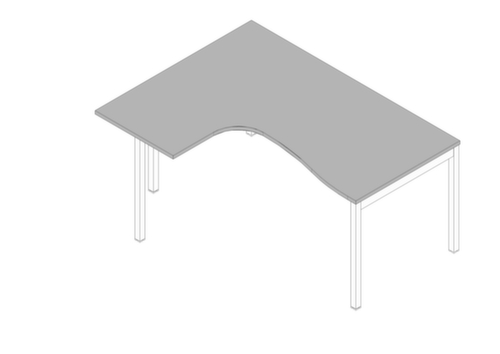 Quadrifoglio Hoekbureau Practika, 4-voetonderstel, breedte 1600 mm, grijs/wit