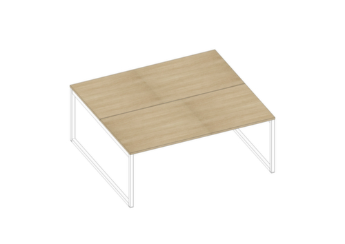 Quadrifoglio Benchtafel Practika met sledeframe, breedte x diepte 1800 x 1600 mm, plaat eiken