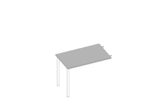 Quadrifoglio In hoogte verstelbare aanbouwtafel Practika voor bureau met 4-voetonderstel, breedte x diepte 1000 x 600 mm, plaat grijs