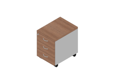 Quadrifoglio Verrijdbaar ladeblok Practika, 3 lade(n), aluminium/canaletto-hout