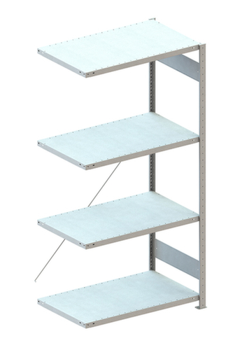 META Magazijn-inhaakstelling aanbouwsectie, hoogte x breedte x diepte 2000 x 1006 x 636 mm, 4 legborden