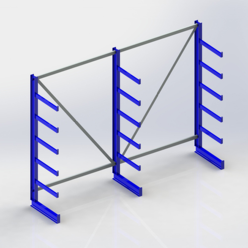 META Universele draagarmstelling Atlas ST, eenzijdig - ontworpen voor plaatsing tegen een wand, hoogte 2000 mm, 6 niveaus