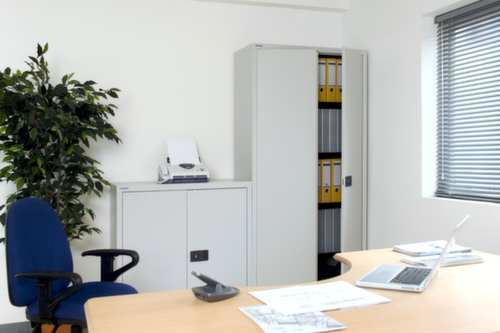 Bisley Dossierkast, 2 ordnerhoogten, zilverkleurig/zilverkleurig