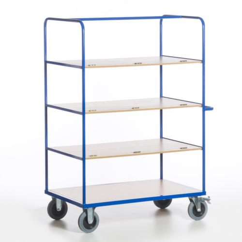 Rollcart Etagewagen met in-/uitklapbare bodem, draagvermogen 600 kg, 4 etages