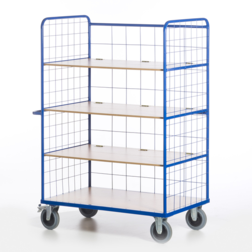 Rollcart Etagewagen met in-/uitklapbare bodem, draagvermogen 600 kg, 4 etages