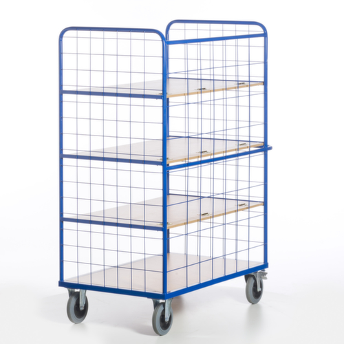 Rollcart Etagewagen met in-/uitklapbare bodem, draagvermogen 600 kg, 4 etages