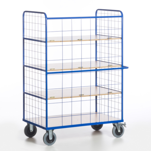 Rollcart Etagewagen met in-/uitklapbare bodem, draagvermogen 600 kg, 4 etages