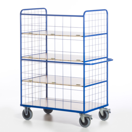 Rollcart Etagewagen met in-/uitklapbare bodem, draagvermogen 600 kg, 4 etages