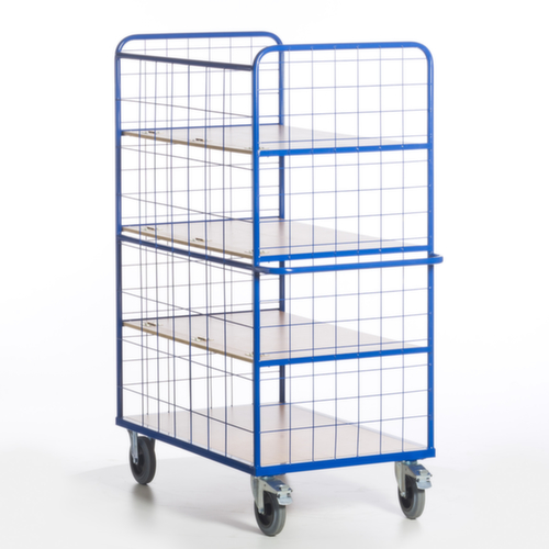 Rollcart Etagewagen met in-/uitklapbare bodem, draagvermogen 600 kg, 4 etages