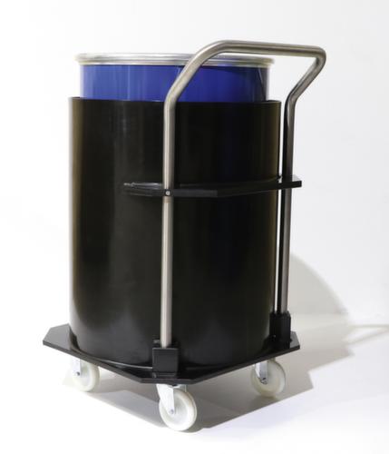 Verrijdbare PE-opvangbak met hoge rand, voor 1 x 220 liter vat