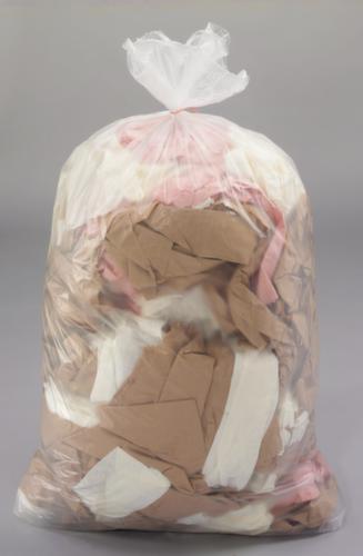 Scheurvaste vuilniszak met sluitband, 60 l, transparant