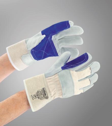 Werkhandschoenen, linnen/rundleer, maat eenheidsmaat