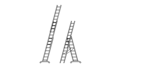 Hymer Driedelige multifunctionele telescoopladder SC 60, 3 x 14 sporten met antislipprofiel