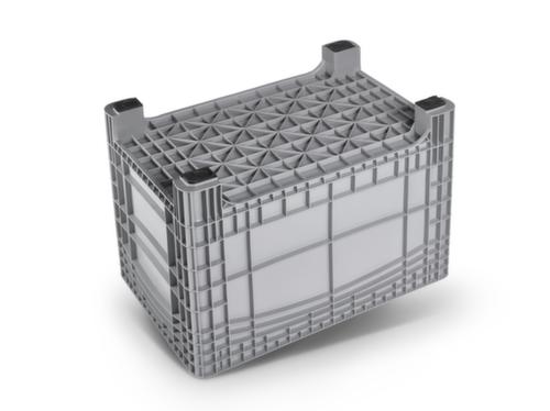 Grote container met versterkte bodem, inhoud 535 l, grijs, 4 voeten