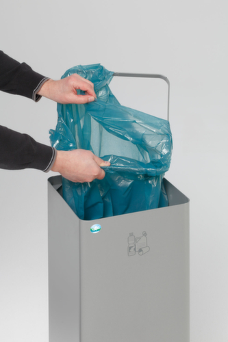 VAR Afvalverzamelbak WS Quadro 79 met klemring voor zakbevestiging, 70 l, zilverkleurig