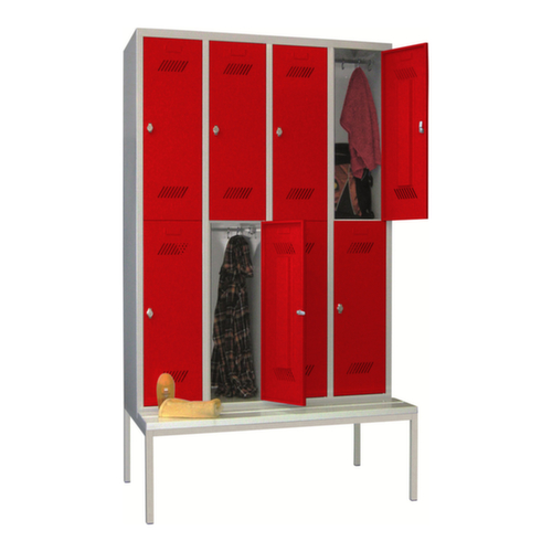 PAVOY Dubbele locker Basis met bank + 4x2 vakken, vakbreedte 300 mm