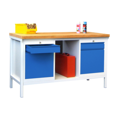 PAVOY Werkbank met verschillende soorten onderbouw, 2 ladeblokken, 1 legbord