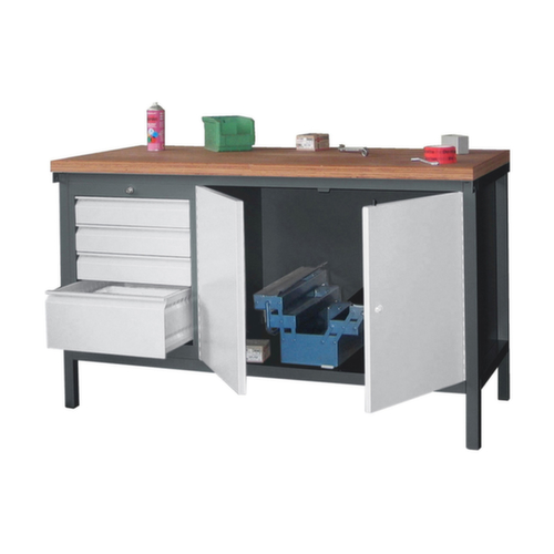 PAVOY Werkbank met verschillende soorten onderbouw, 2 ladeblokken, 1 legbord