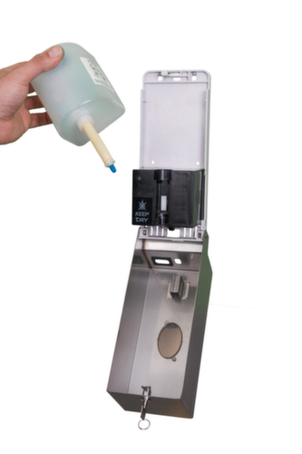 Dispenser voor desinfectiemiddel, met sensor