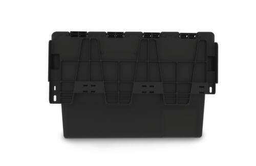 Herbruikbare euronorm-bak gerecycled + verzegelbaar, inhoud 52 l, Tweedelig scharnierdeksel