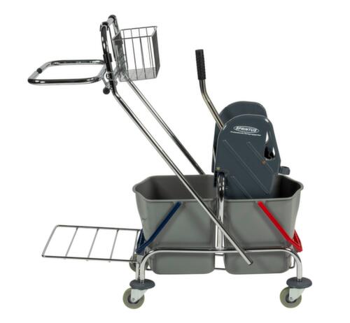 Dweilwagen met mopwringer en vuilniszakhouder, 2x17 l emmer in ROOD/BLAUW