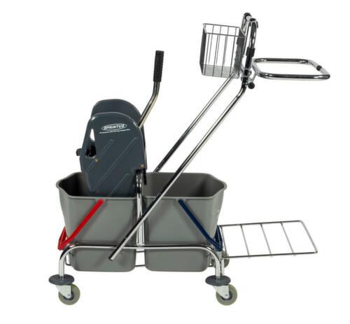 Dweilwagen met mopwringer en vuilniszakhouder, 2x17 l emmer in ROOD/BLAUW