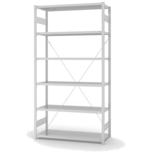 hofe Systeeminhaakstelling in standaard uitvoering, hoogte x breedte x diepte 2500 x 1360 x 535 mm, 6 legborden